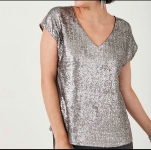Stella & Dot Silver Sequin Dressy Top ~ Size XXL